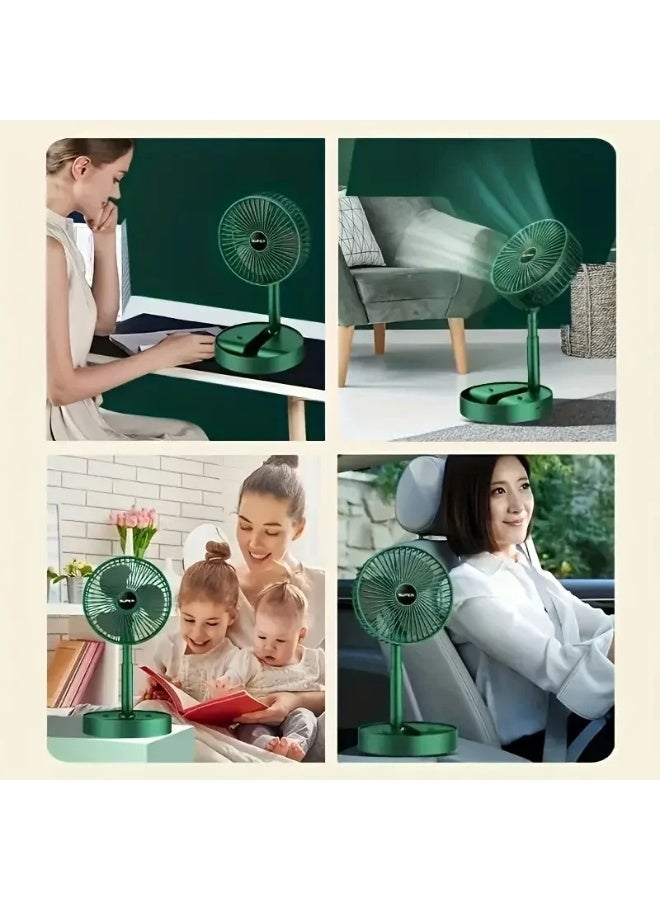 مروحة مكتبية محمولة قابلة للطي، مروحة طاولة وأرضية تلسكوبية قابلة لإعادة الشحن عبر منفذ USB بخمس شفرات - ارتفاع قابل للتعديل، خفيفة الوزن، هادئة، مروحة كهربائية صغيرة الحجم للاستخدام في المكتب والمنزل والمطبخ والسفر والتخييم - Image 4